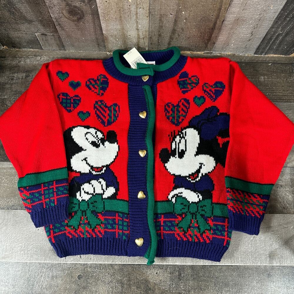 NWT 90s Vintage Disney Mickey's Stuff For Kids Sweater Minnie Hearts USA Size 6